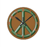Green peace sign wall clock.