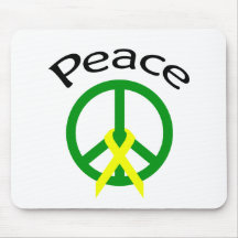 Green Peace Word & Ribbon Mousepad