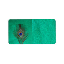 Green Peacock Feather Address Label