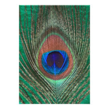 Green Peacock Feather Invitation