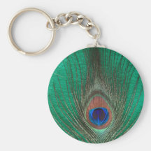 Green Peacock Feather Keychain