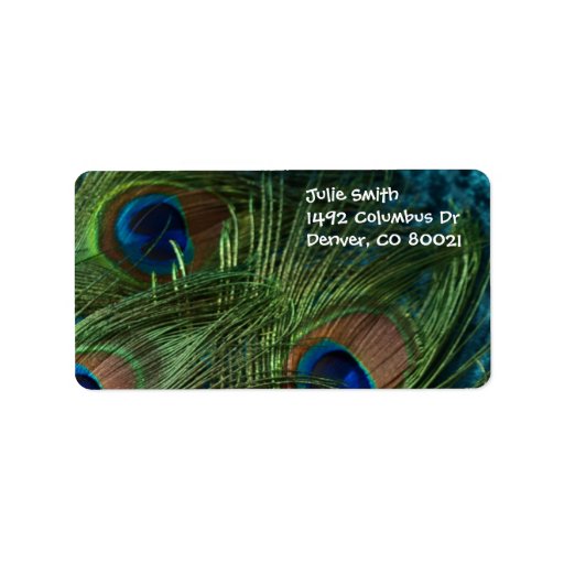 Green Peacock Feather Labels