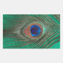 Green Peacock Feather Rectangular Sticker
