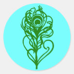 Green Peacock Feather Sticker