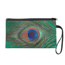 Green Peacock Feather Wristlet