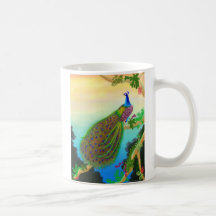 Green Peacock in the Jungle Coffee Mugs