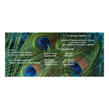 Green Peacock Wedding Program Rack Card Template