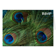 Green Peacock Wedding RSVP Greeting Cards