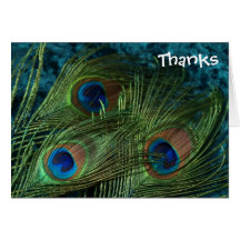 Green Peacock Wedding Thank You Card