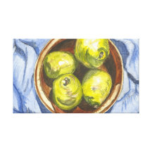 Green Pears Stretched Canvas Print
