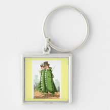 Green Peas Vintage Food Ad Art Keychain