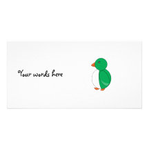 Green penguin photo card template