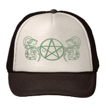 Green pentacle with flourishes trucker hats