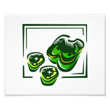 Green peppers cartoon in green square photo
