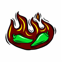 green peppers in flame graphic acrylic cut outs