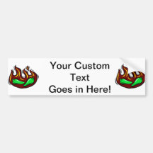 green peppers in flame graphic bumper stickers
