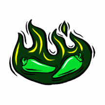 green peppers in green flame graphic acrylic cut out