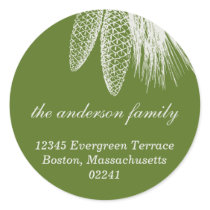 Green pine cones Christmas holiday address label