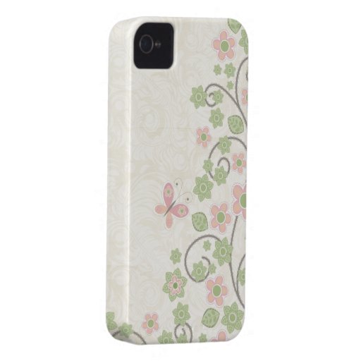 Green pink floral pattern stylish iphone 4 case