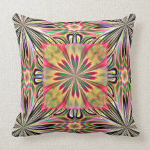 Green Pink Flower American MoJo Pillows