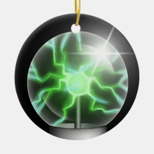 Green Plasma Ball Ceramic Tree Ornament