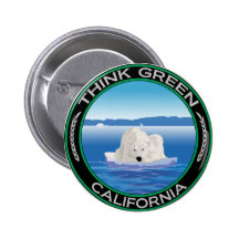 Green Polar California Pinback Button