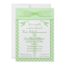 Green Polka Dot First Holy Communion Invitation