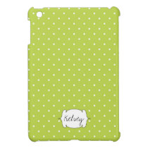 Green polka dot pattern personalized ipad mini cases