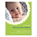 Green polka dot rosette photo cute baby birth personalized invitation