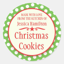 Green polka dots cookie swap baking gift stickers