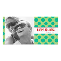 Green Polka Dots Holiday Photo Card