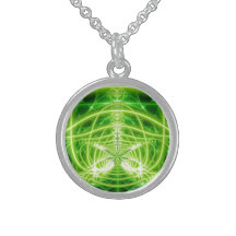 Green Pot Leaf Fractal Personalized Necklace