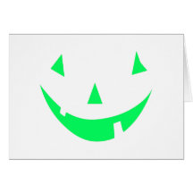 Green Pumpkin Face Halloween Design Greeting Cards