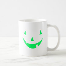 Green Pumpkin Face Halloween Design Mugs