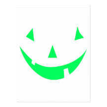 Green Pumpkin Face Halloween Design Postcards