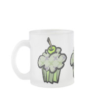 green punk skull crossbones cupcake coffee mugs