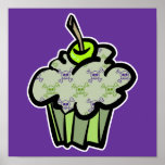 green punk skull crossbones cupcake print