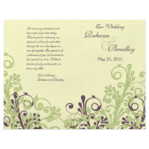 Green & Purple Abstract Floral Wedding Program
