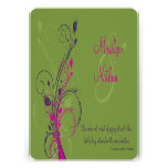 Green Purple Pink White Floral Wedding Invitation