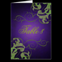 Green & Purple Scroll Table Card cards
