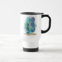 Green & Purple Seahorses in the Ocean Mugs