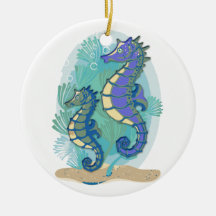 Green & Purple Seahorses Ornament