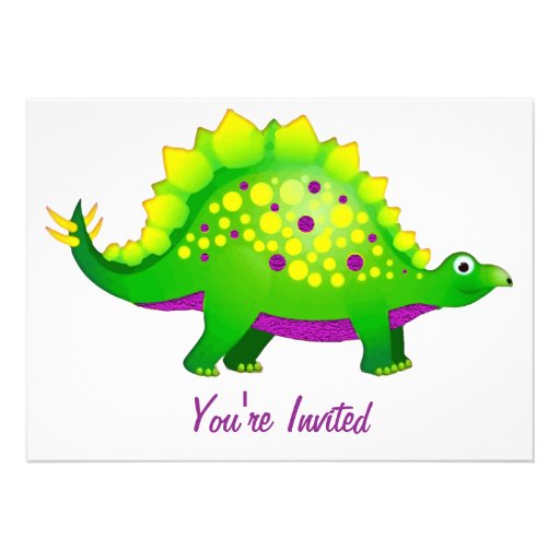 Green & Purple Spiky Dinosaur Personalized Announcements