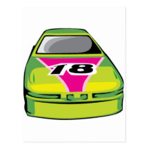 green race car post cards