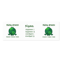 Green Recycle Frog Skinny Profile Card Business Cards