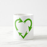 Green Recycle Heart Coffee Mugs