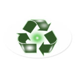 Green Recycle Logo Oval Sticker