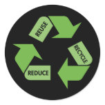 Green Recycle Reuse Reduce Round Stickers