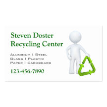 Green Recycle Symbol & Man Business Card Template