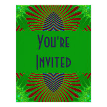 green red blue feathers personalized announcements
